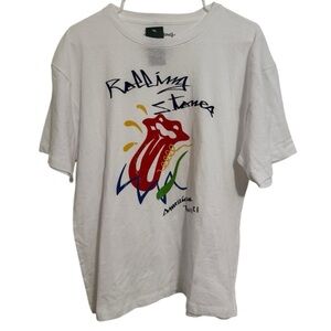 Rolling Stones American Tour 81 Shirt Mens Medium White Graphic Band Tee